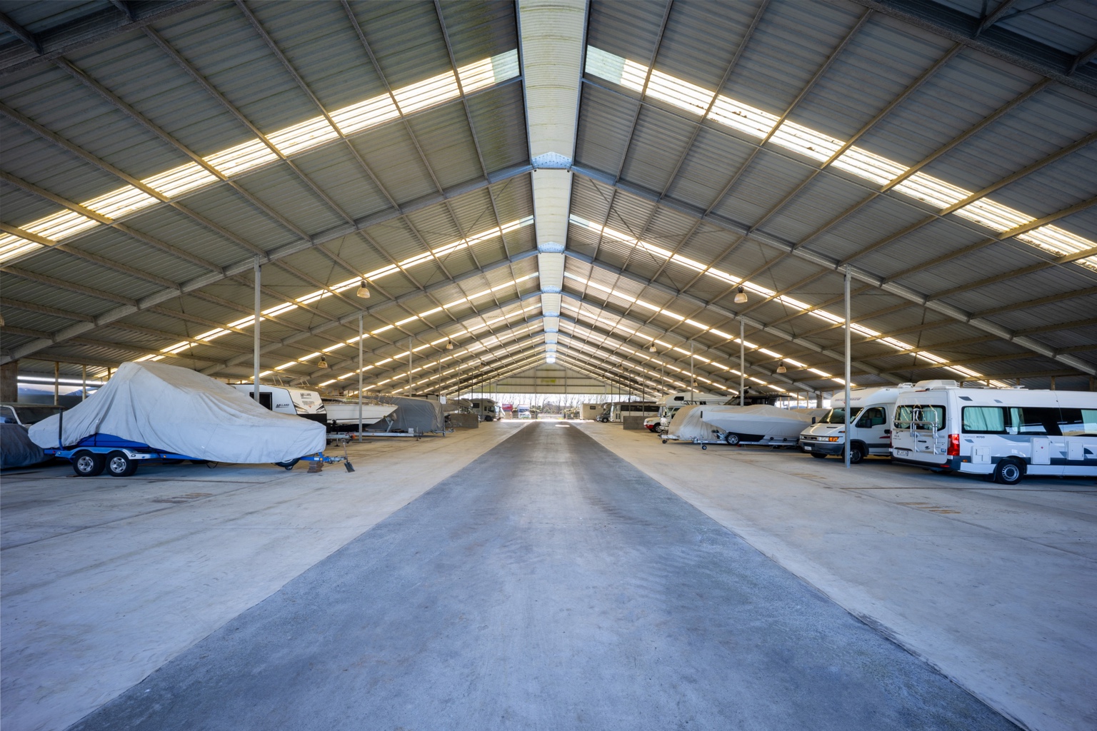 Extra high covered storage inside main shed